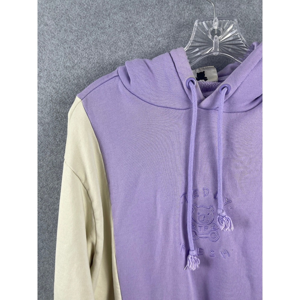 VTG Teddy Fresh Hoodie Size S Purple Pink Long Sleeve Pullover Color Block - Picture 7 of 9